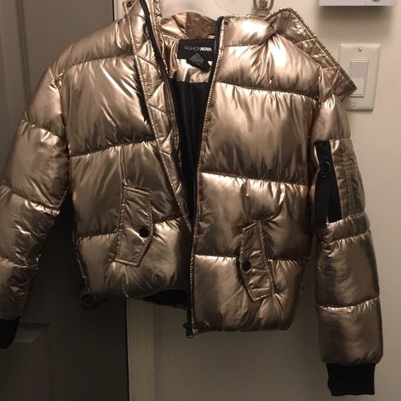 Gold Puffer Jacket - Picture 1 of 2